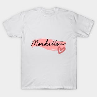 Manhattan NYC Love travelling pink heart T-Shirt